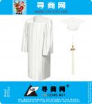 School Graduation Clothing Shiny White Graduation Gown Cap and Tassel